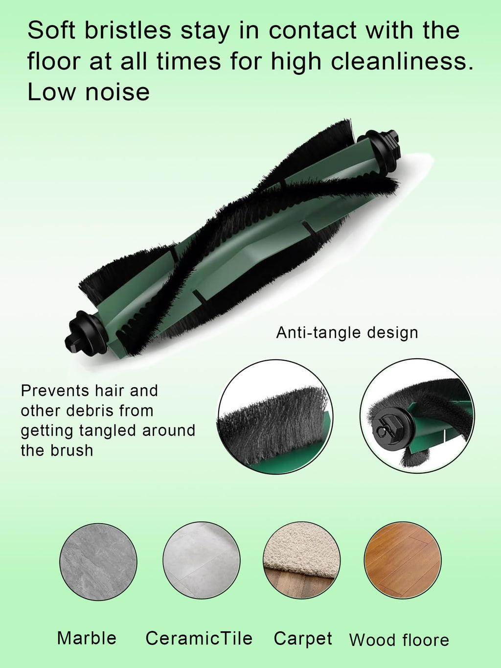 E-HAO Vacuum Multi-Surface Brush Replacement Parts for iRobot Roomba Essential Series, Accessories Brushes for 104 Vac, 105 Vac, 105 Combo, Q0120, Q0110, Q0520, Y0140, Y0110, Y01120, Y051020. 3-Pack