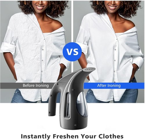 HiLIFE Portable Clothes Steamer - 700W Handheld Design with 240ml Capacity for Home & Office - Black