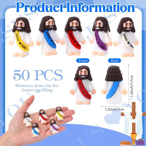 Bememo Mini Jesus Figures - 50 Pcs Christ Toys for Hide and Seek | Perfect Sunday School Gifts