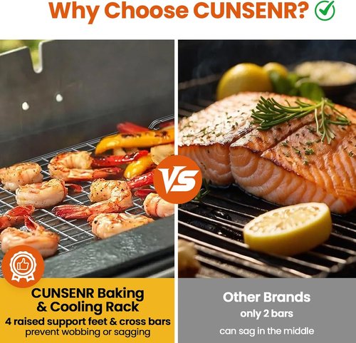 CUNSENR Cooling Rack - Heavy Duty Stainless Steel Wire Rack for Baking | 10" x 14.75" - Dishwasher Safe, 2 Pack