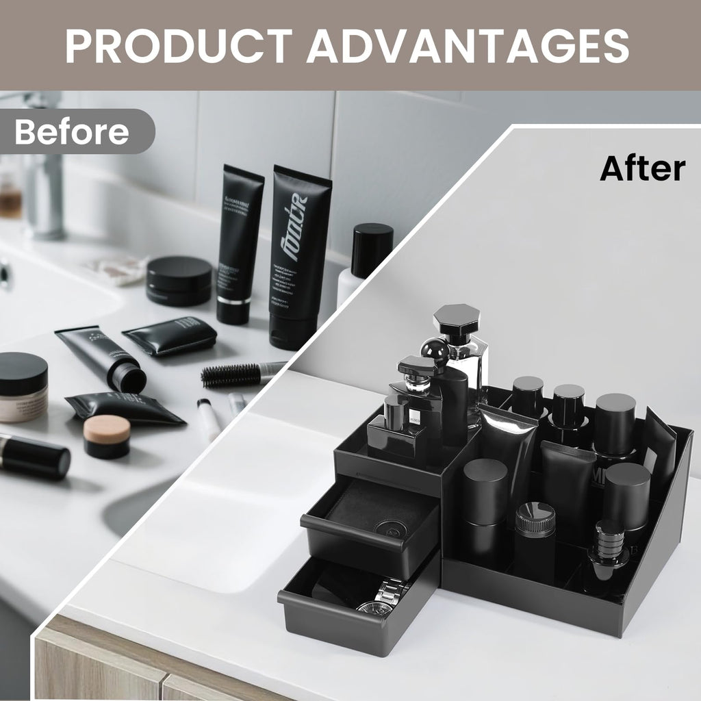 YIOJOYD Mens Cologne Organizer, Bathroom Organizer, Perfume Tray, Perfume Stand, Dresser Organizer, Room Decor for Men, Dad Gifts, Gifts for Men