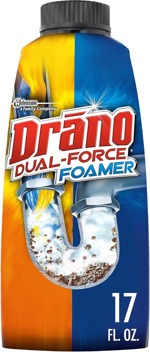 Drano Dual-Force Foamer Drain Clog Remover - Unclogs Shower & Sink Drains, 17 Fl Oz