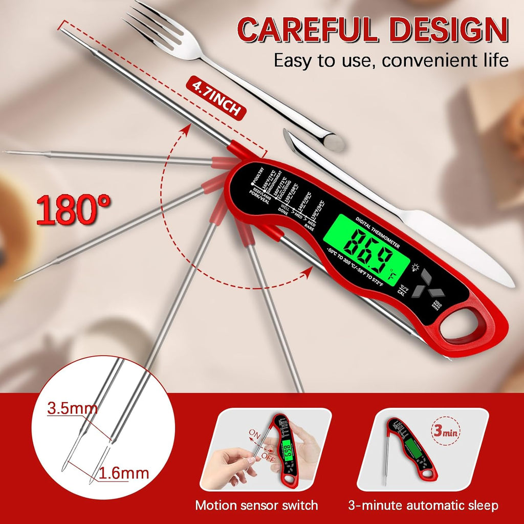 Skiennix Digital Meat Thermometer - IP67 Waterproof with Backlight & Calibration | Perfect for Cooking & Grilling
