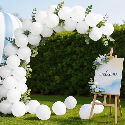 LOLStar 12-Inch White Latex Balloons - 100 Pcs Bulk for Wedding, Baby Shower, and Party Decorations