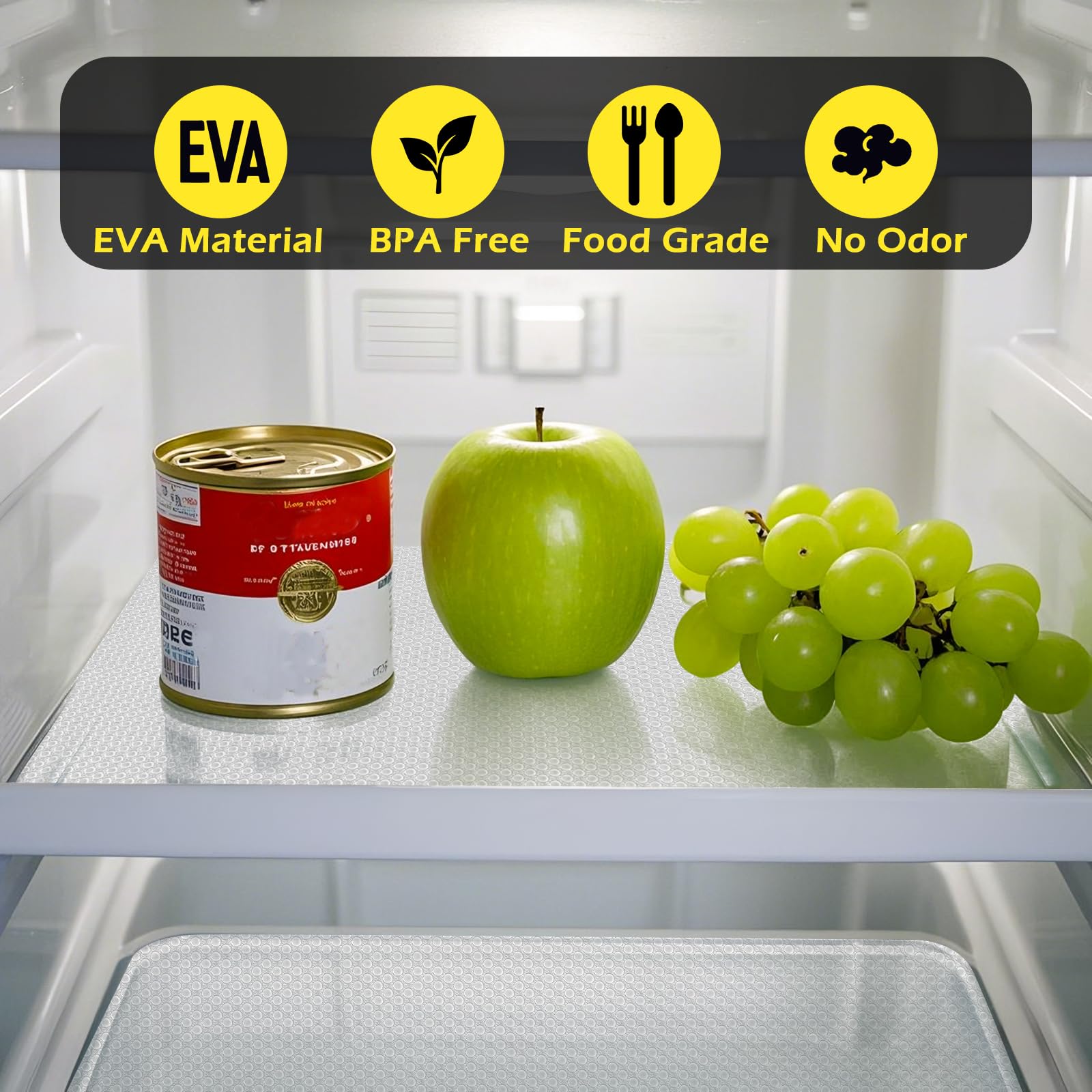 Shelf Liner, Waterproof Refrigerator Liner, Drawer Liners for Kitchen Cabinet, Bathroom Under Sink Mat Non Adhesive Fridge Liner EVA Place Mats Roll - Clear 17.7"×78.7"