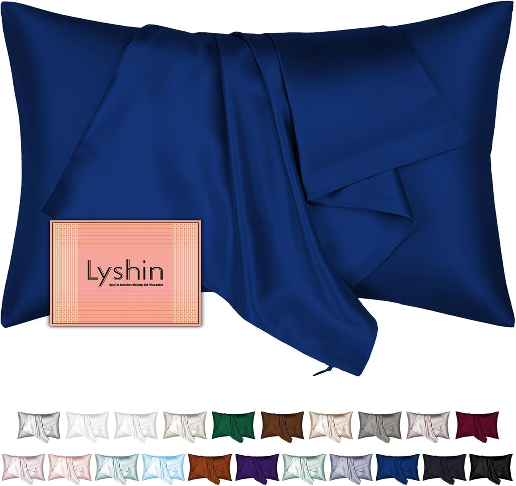 Skiennix Mulberry Silk Pillowcase - Queen Size, Hidden Zipper, Smooth & Breathable Cooling | Royal Blue