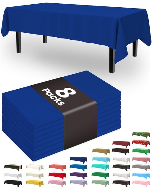 Pureegg Plastic Table Cloth Disposable 8 Pack, 54 x 108 Inch Table Cloths, Graduation Decorations Class of 2025, Graduation Party, Tablecloths, Rectangle, Plastic Cover, Leakproof & Sturdy, Navy Blue