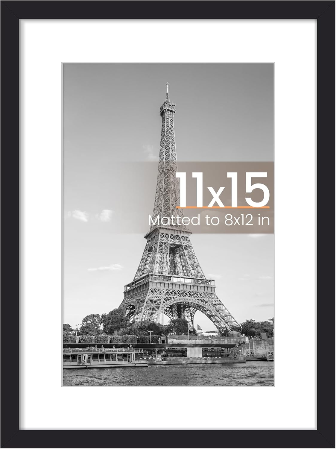 Upsimples 11x15 Picture Frame - Versatile Display for 8x12 Photos with Mat or 11x15 Without - Black, 1 Pack
