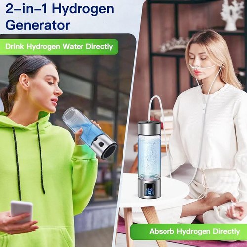 Hydrogen Water Bottle Generator with LED Screen, Portable Rechargeable Hydrogen Water Bottle 460ml with Advanced SPE PEM Technology 6000+ PPB, Ionizer Machine for Home/Office/Travel