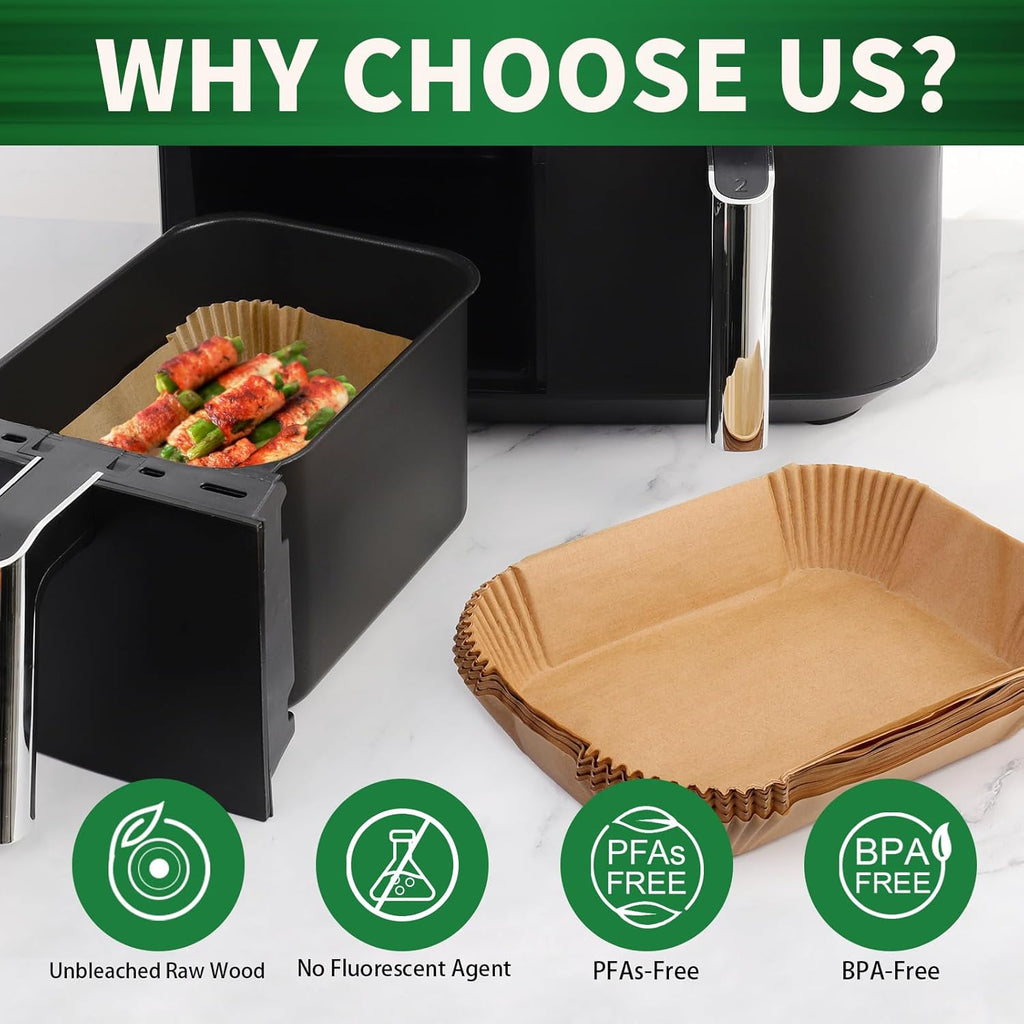 SIUDANGKA Air Fryer Liners - 200 Disposable Parchment Paper Sheets for Ninja SL401 XL 2-Basket Fryer
