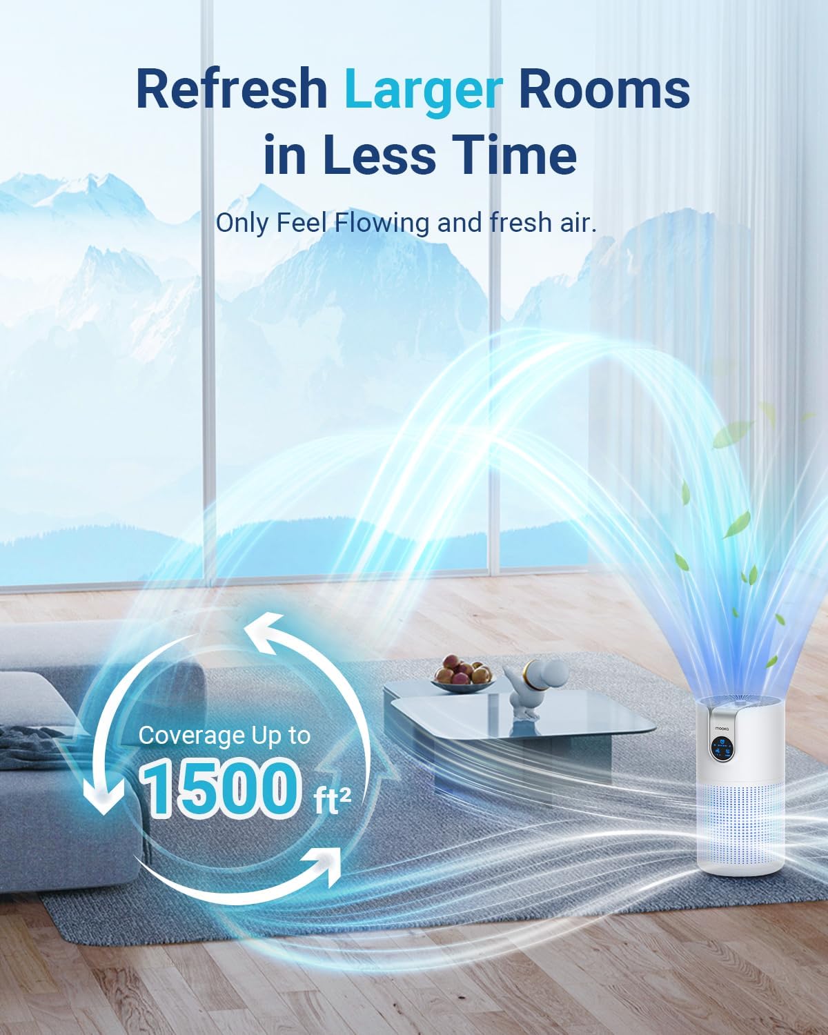 MOOKA H13 True HEPA Air Purifiers - 2 Pack for Large Rooms | Ideal for Pets, Dust, and Odor Removal