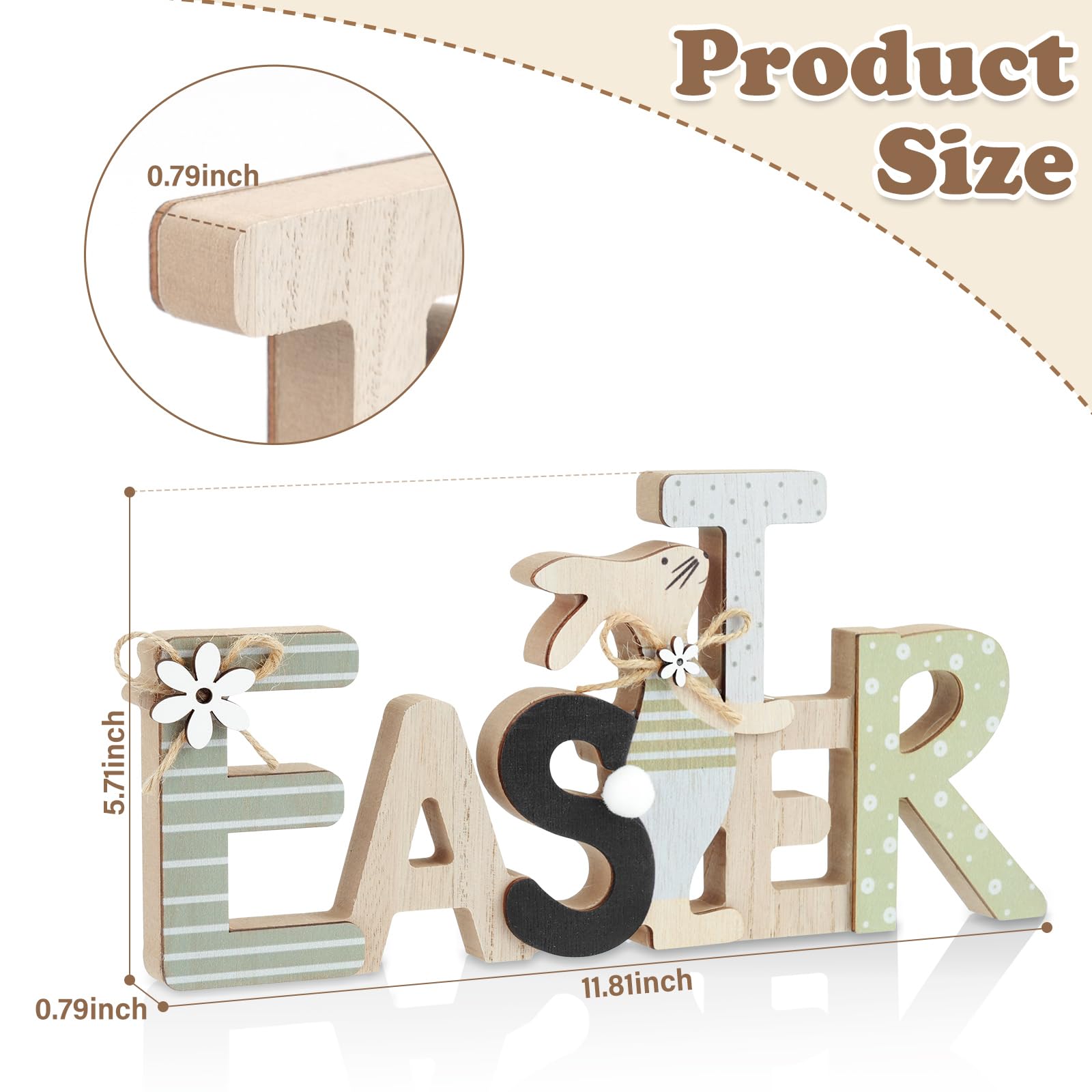 Shzbtdo Easter Decorations for Home, Farmhouse Table Wooden Bunny Mantel Decors, Indoor Easter Sign Decor for Tiered Tray Decor