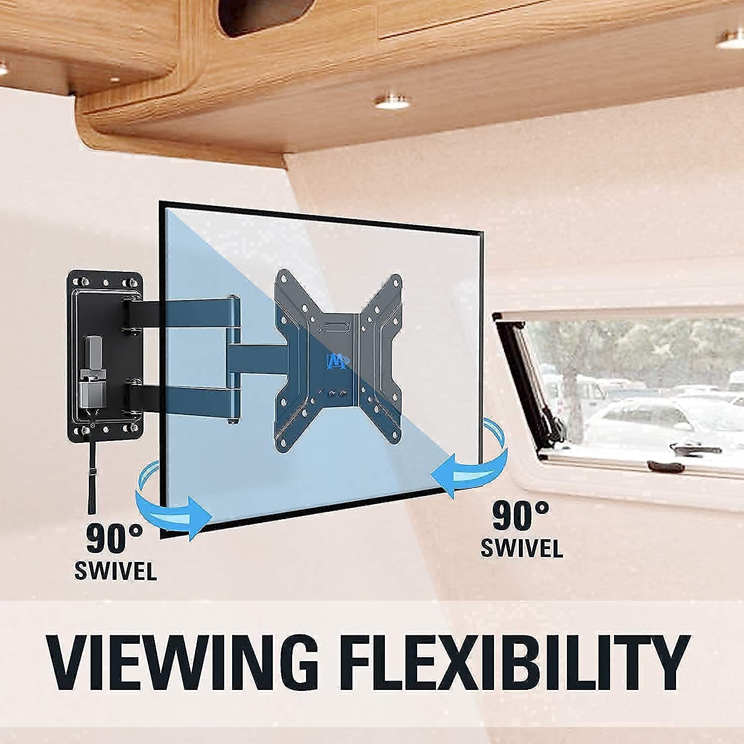 Mounting Dream MD2210 Lockable RV TV Mount for 17-43 inch TV, RV TV Wall Mount 200mm VESA 44 lbs. Loading and MD2209 Lockable RV TV Mount for 10-26 Inch Flat Screen TV, Camper Trailer RV TV Wall Mount
