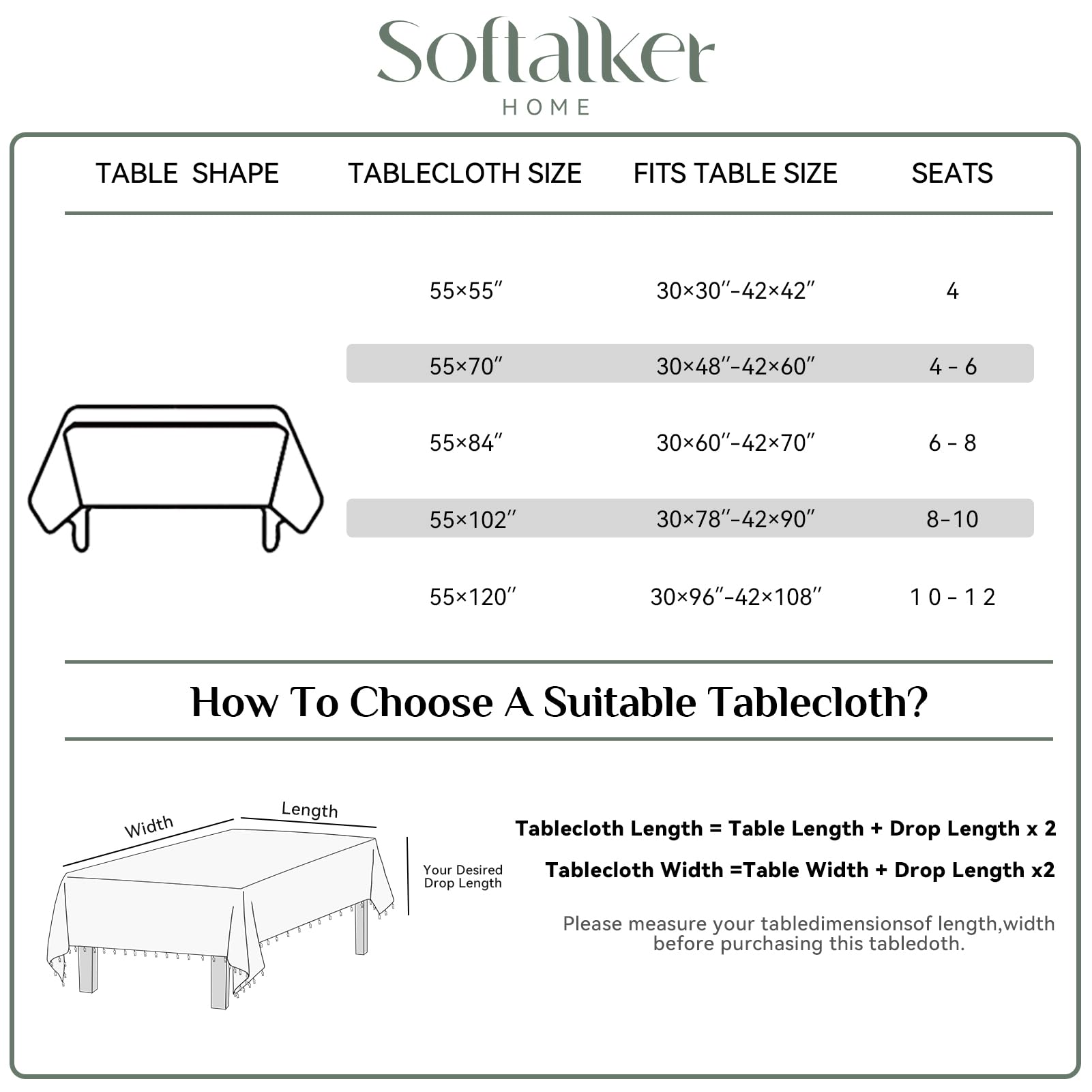 Softalker Outdoor Tablecloth Rectangle, Waterproof Linen Cotton Farmhouse Table Cloths with Tassel, Heavy Weight Wrinkle Free Boho Table Cover for Picnic Camping Dining - 55 x 84 Inch, Coffee Lines