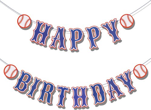 Baseball Birthday Party Decorations - Navy Blue Happy Birthday Backdrop & Garland for Sports Lovers