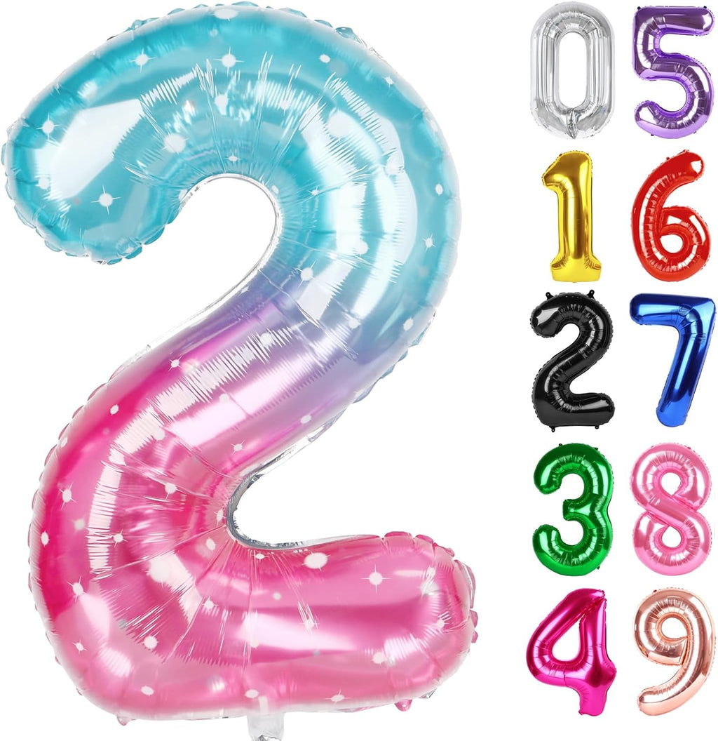 Starry Sky 40-Inch Number 2 Balloon - Sparkling 2nd Birthday Decoration for Toddlers & Kids