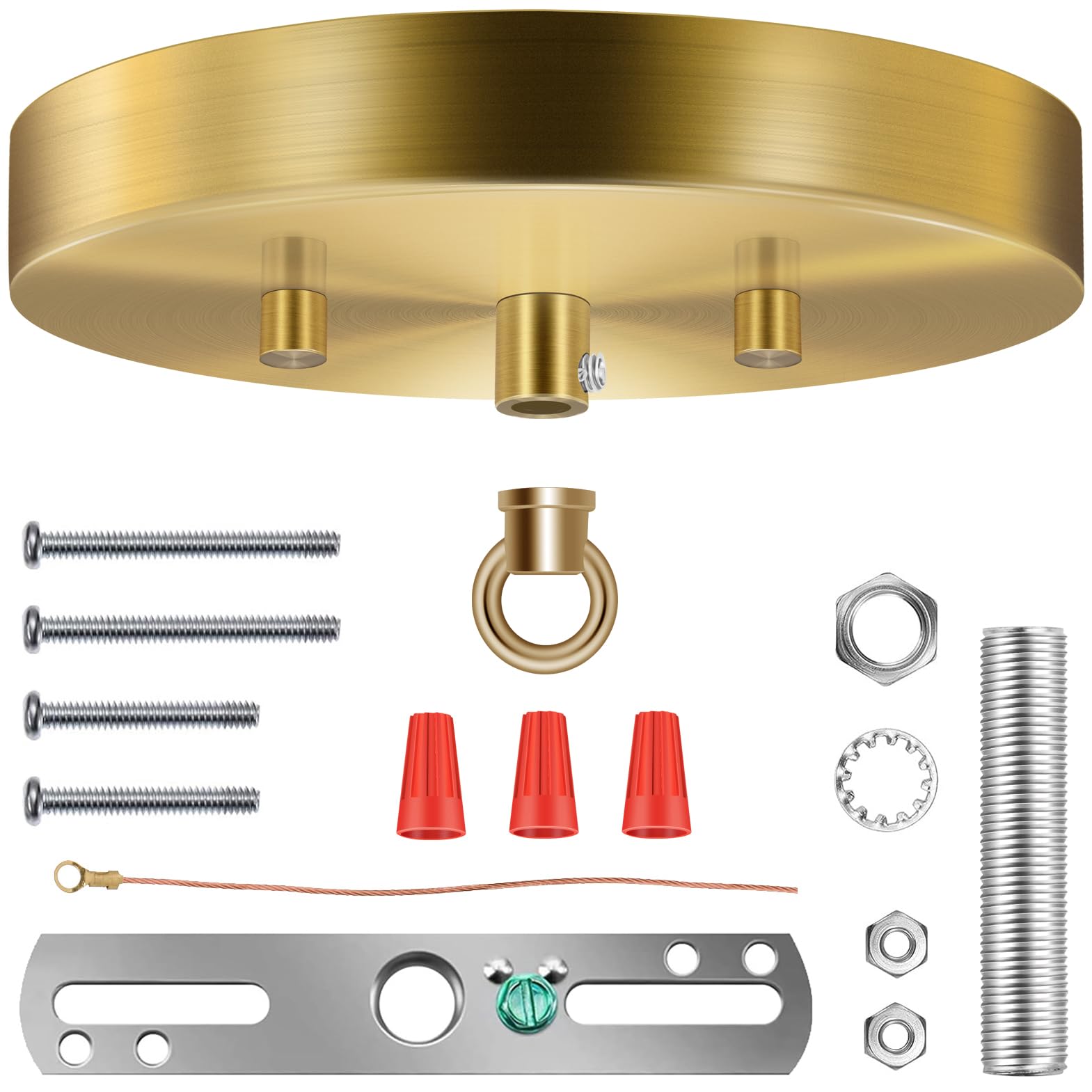 MAYOMAJO 6 Inches Light Canopy Kit with Heavy Duty Replacement Ceiling Cover Plate & Mounting Hardware for Lighting Fixtures Chandelier Pendant Lamp or DIY Project (Brass)