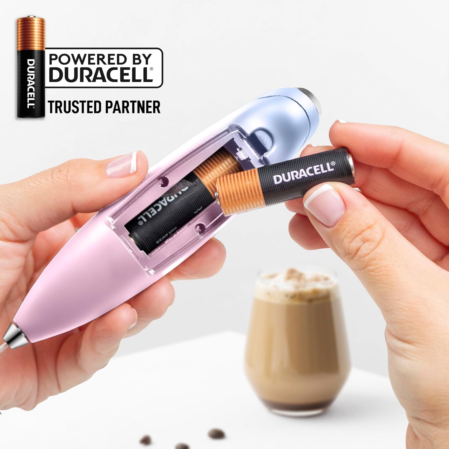 Zulay Kitchen Whisk Milk Frother - Powerful Handheld Foam Maker for Coffee & Lattes | Includes 4 Duracell Batteries