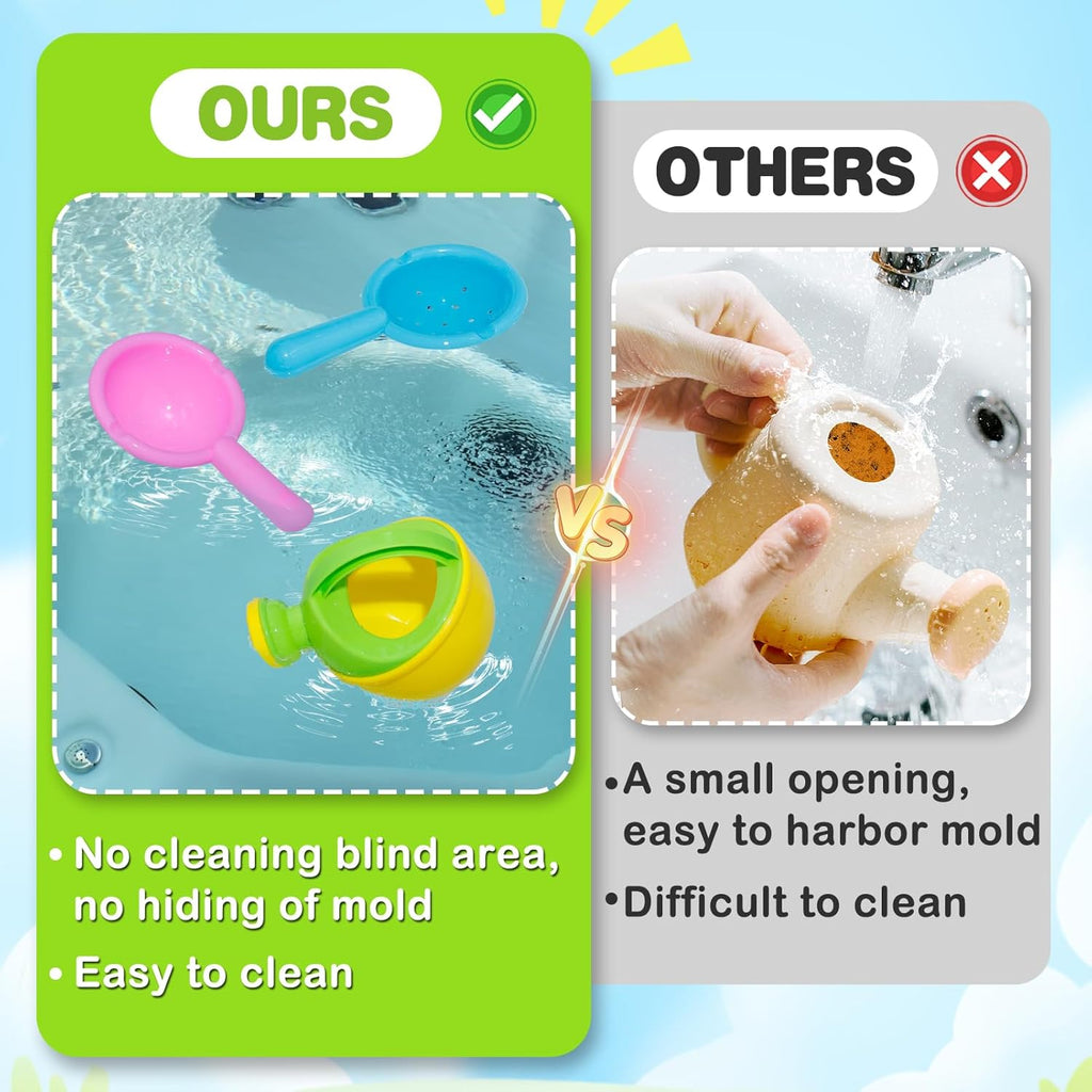 Skiennix Bath Toys for Toddlers 1-3 Years - Easy to Clean Mold-Free Water Toys | 3 Pack (Yellow)