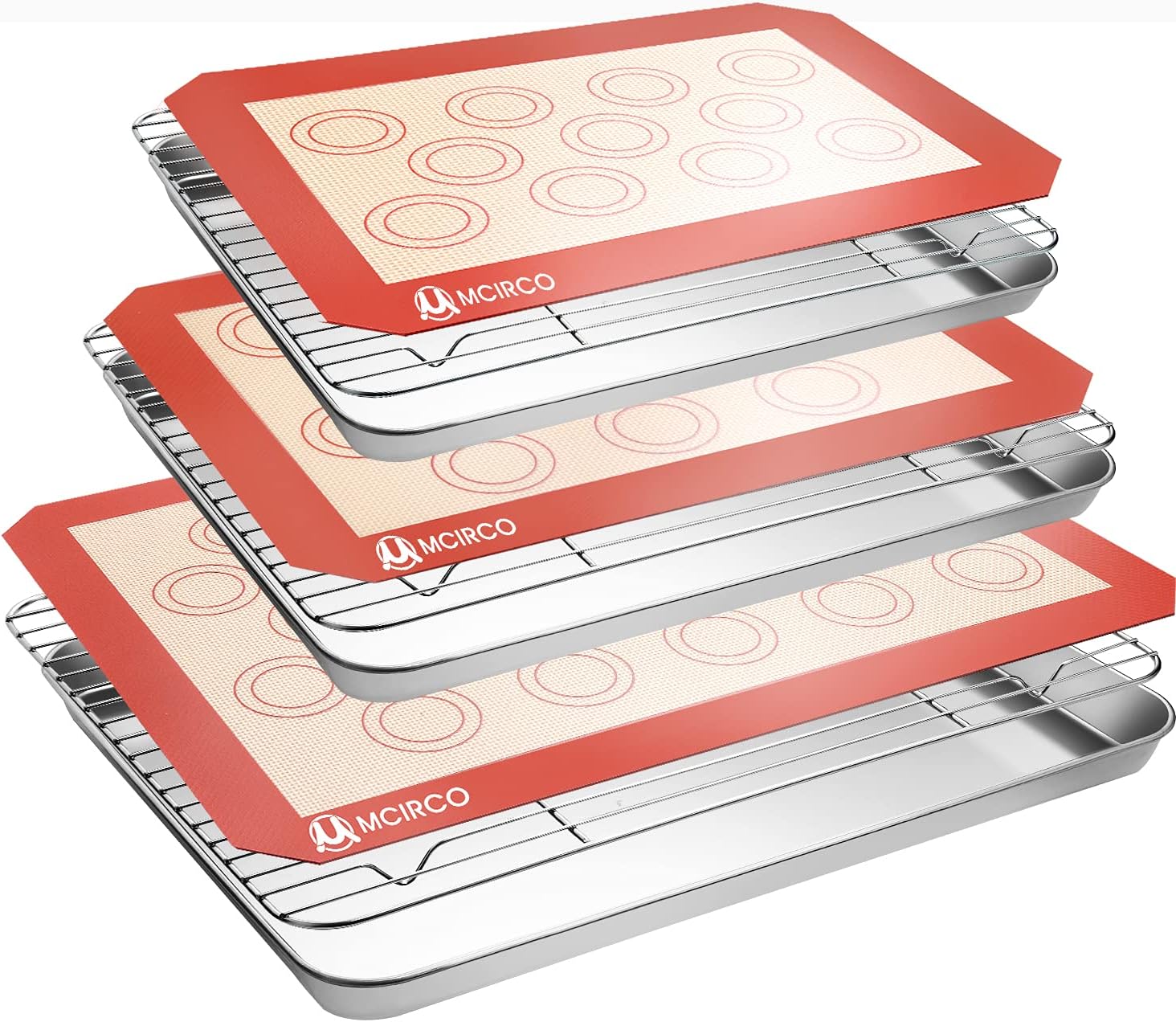 MCIRCO Glass Baking Dish Set - 8 Pcs with Lids & 9 Pcs Stainless Steel Baking Sheet Tray Set | Perfect for Cooking & Baking