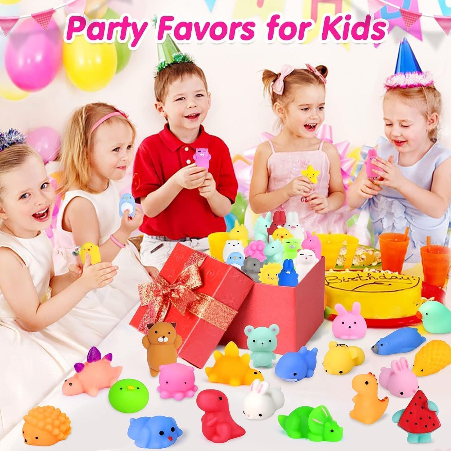 Skiennix 130pcs Kawaii Squishy Toys - Fun Fidget Treasure Box for Classroom Prizes & Gifts