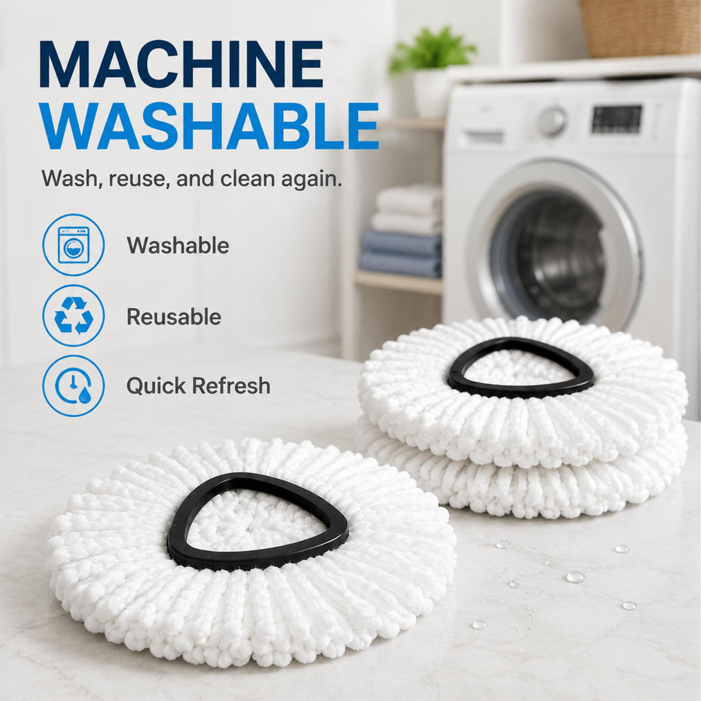 6 Pack Microfiber Spin Mop Replacement Heads Compatible with O-Cedar Triangle Spin Mop, Washable Reusable Mop Refills, Highly Absorbent Replacement Mop Heads for Hardwood, Vinyl & Laminate Floors