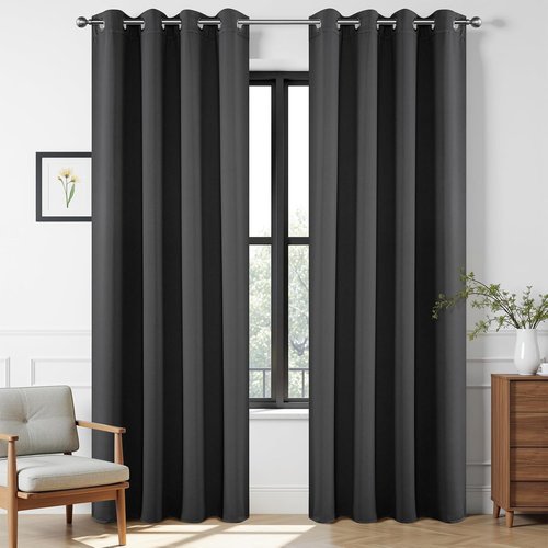 Joydeco Grey Blackout Curtains - 84 Inch Thermal Insulated Room Divider Drapes | Noise Reducing, 2 Panels