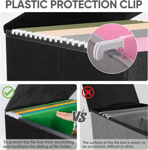 BALEINE File Organizer Box - Collapsible Hanging File Folder for Office Storage | Black, 1 Pack