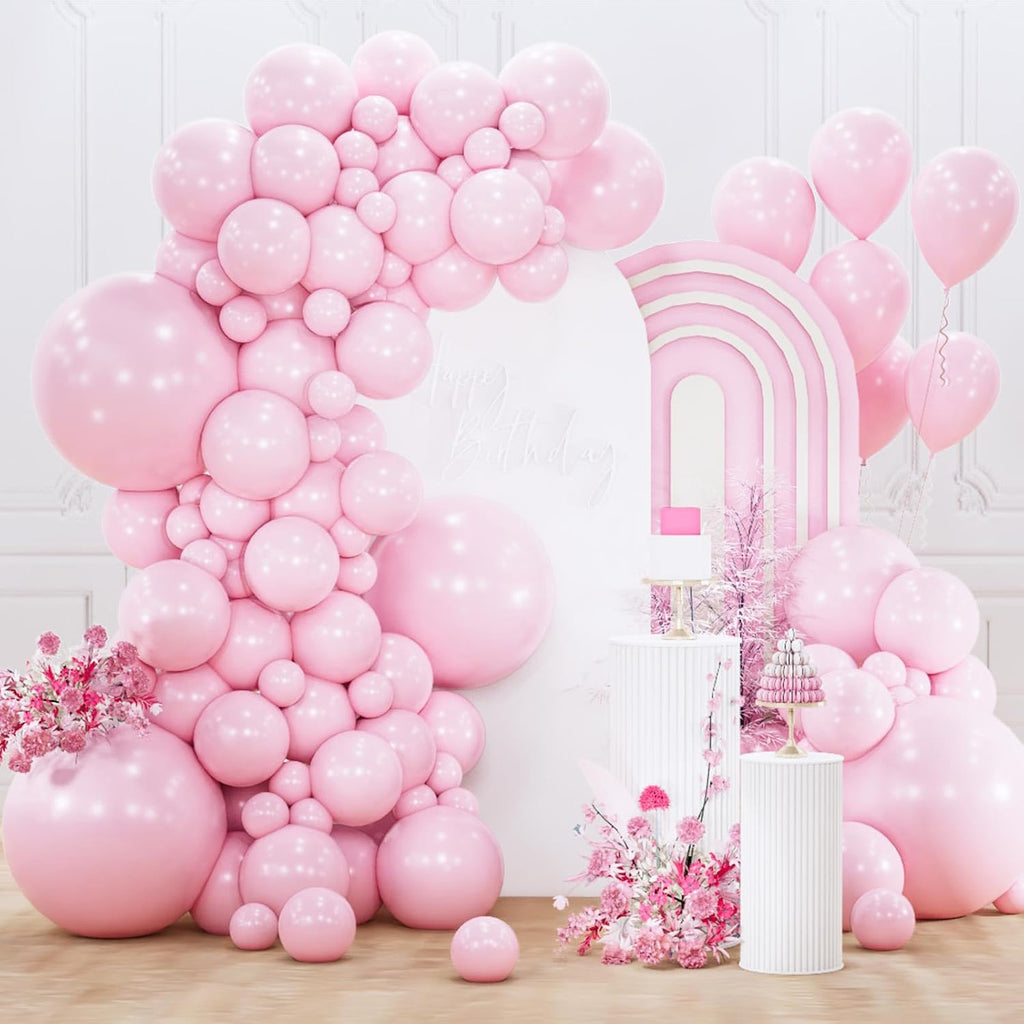 PartyWoo Light Pink Balloon Arch Kit - 155pcs in Various Sizes for Baby Showers & Birthday Parties