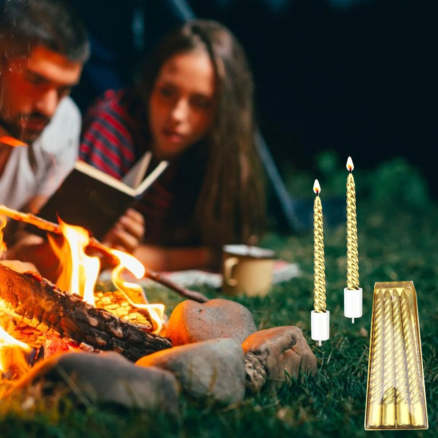 Skiennix Christmas Candle Holder Set - 4 Black Tubes for Pillar Candles | Elegant Wedding & Party Decor