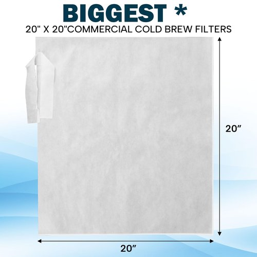 50 PIECE Cold Brew Coffee Filters with Drawstring, 20" X 20" Cold Brew Bags for Cold Brew Coffee Makers, Brew Up To 5 LBS Coffee