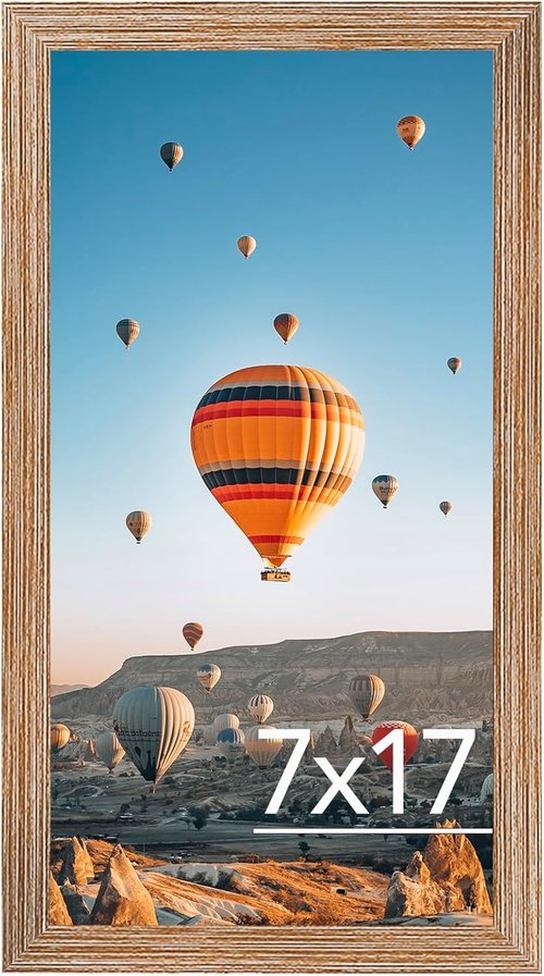 JCJMY 7x17 Rustic Brown Picture Frame - Versatile Wall Hanging for Horizontal & Vertical Photos