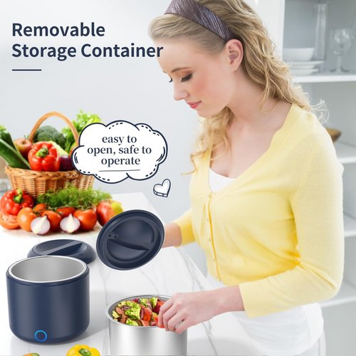 Akhia 41-Ounce Electric Lunch Box 80W Heated Lunch Box, Portable Food Warmer for Work with 1.2L 304 Stainless Steel Container 12V/24V/110V/220V Compatibility Car Truck Valentine's Gift for Men Woman
