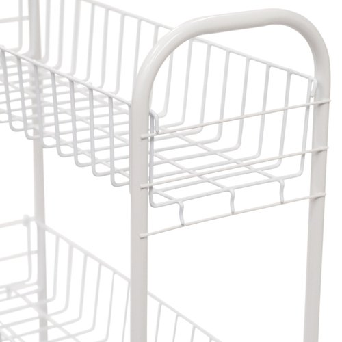 Household Essentials 05121 Slim Line 3-Tier Metal Storage Cart | Laundry Room Rolling Organizer | White