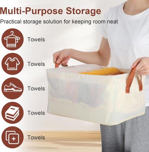 Large 19L Fabric Closet Storage Baskets by [Brand Name] - 6 Pack | Foldable Organizers with Handles for Home Organization