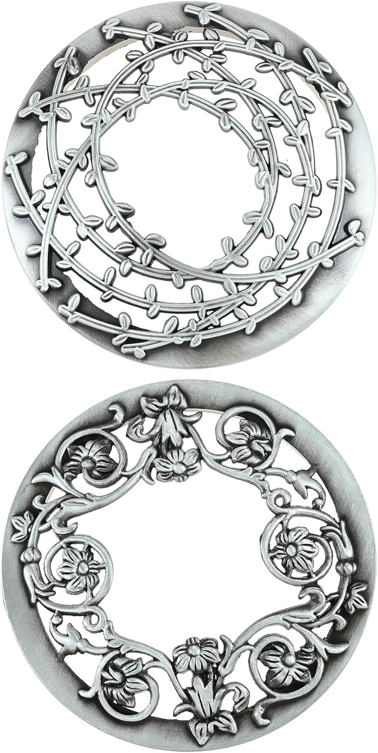 Skiennix Candle Toppers - Set of 2 Silver Metal Lids with Floral Design | Fits 80mm Yankee Candles, Enhances Even Burning, Perfect Gift for Women