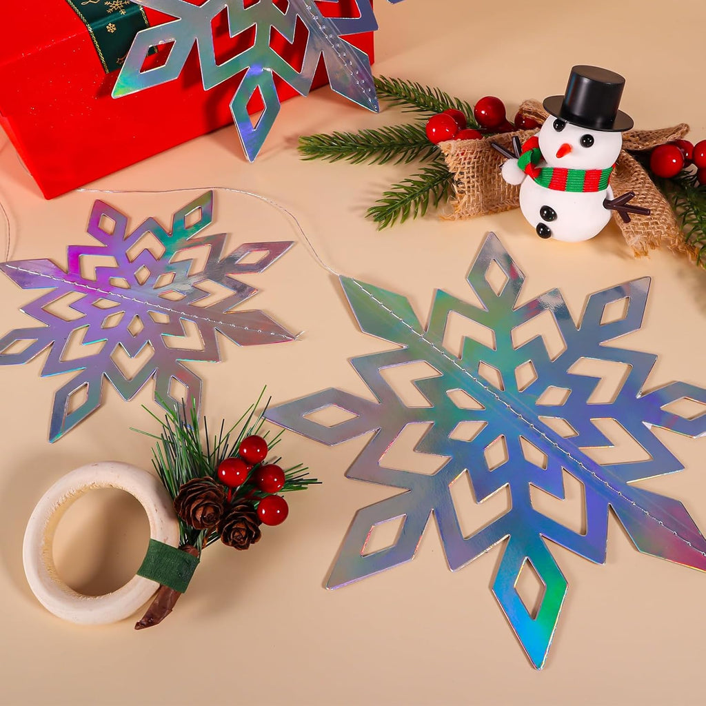 Regine Switzerland 24 PCS Snowflake Christmas Hanging Decor - 12 Glittery & 12 White Paper Snowflakes for Winter Holiday Parties