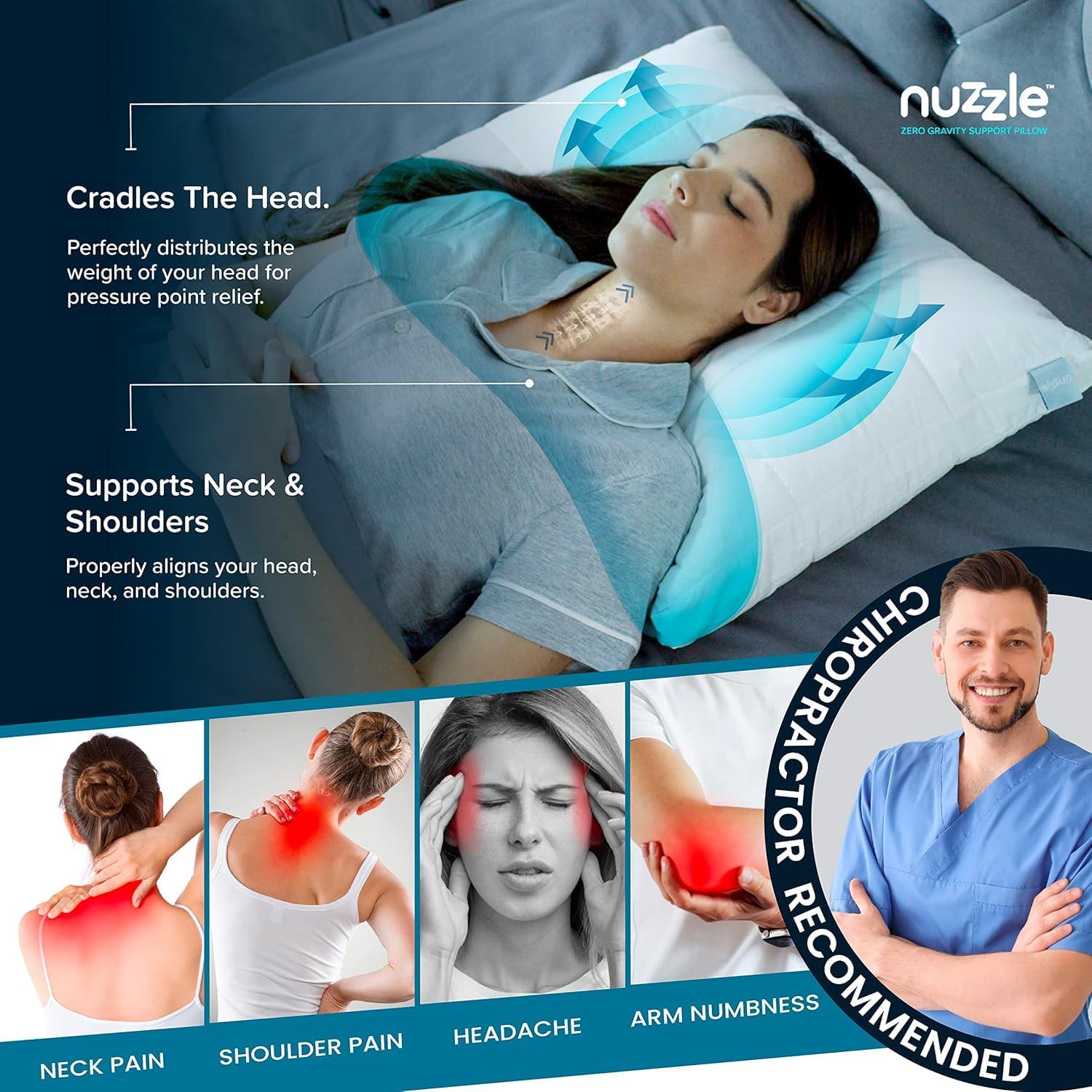 Nuzzle Adjustable Pillow - Luxury King Size Bed Pillow for Side Sleepers | Soft & Firm Support
