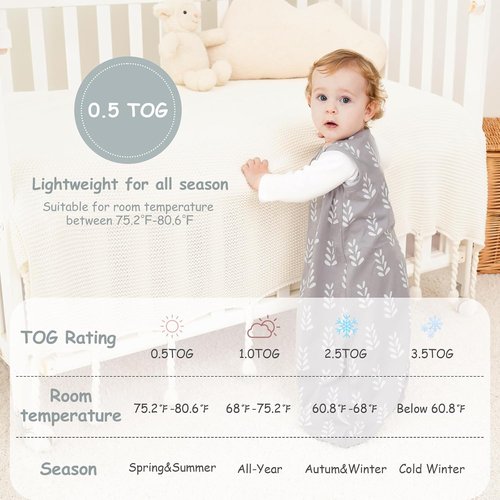 Looxii Baby Sleep Sack - 0.5 TOG 100% Cotton Wearable Blanket | 3-Pack for Newborns & Infants, 12-18 Months
