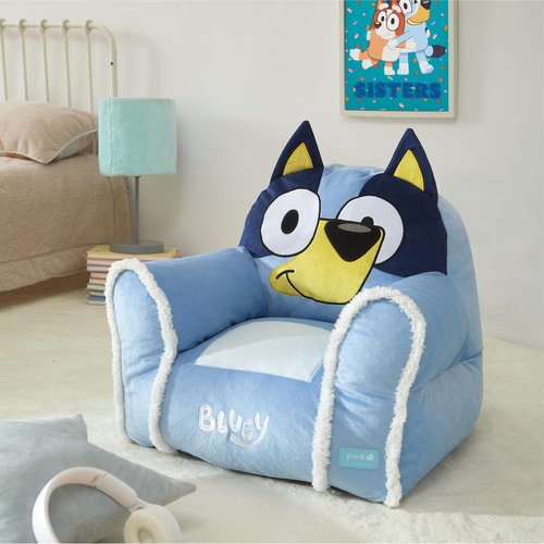 Bluey Kids Bean Bag Sofa Chair with Armrests,Soft, Comfortable, Structured Seat for Ages 3+, Lounge Chair, Lightweight and Cozy, Ideal for Playroom or Bedroom Decor