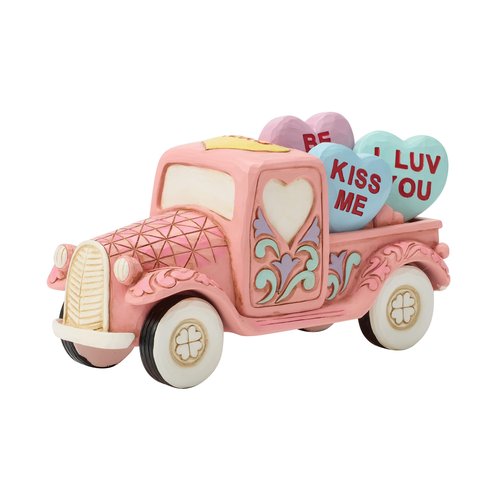 Enesco Sweethearts Candies by Jim Shore Pink Truck Filled with Hearts Figurine, 4.5 Inch, Multicolor