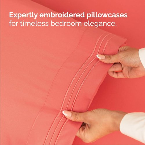 Cal King Size 4 Piece Sheet Set - Ultra-Soft Cooling Bed Sheets | Hotel Luxury Bedding in Coral