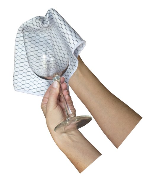 Casabella Lint-Free Microfiber Glass and Mirror Cleaning Cloths, White/Black (Set of 2)