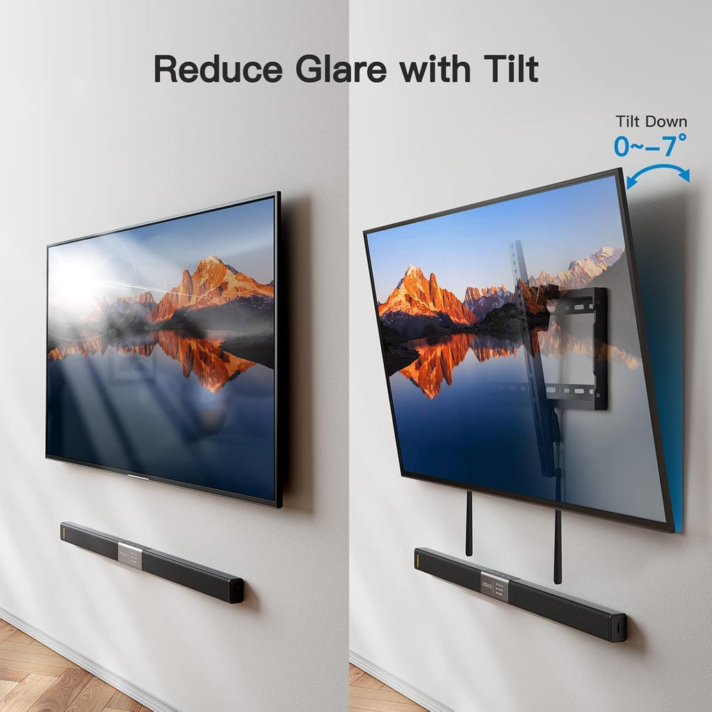 Pipishell Tilt TV Wall Mount Bracket - Low Profile for 37-90 Inch TVs | Fits 16"-24" Wood Studs, Max VESA 600x400mm, Holds Up to 132lbs