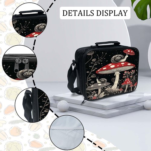 Fuzawet Mushroom Snails Backpack 3PCS 16" Preschool Elementary Schoolbag with Lunch Box Pencil Case Bookbag Set for Girls Boys Kids Children Teens School Students