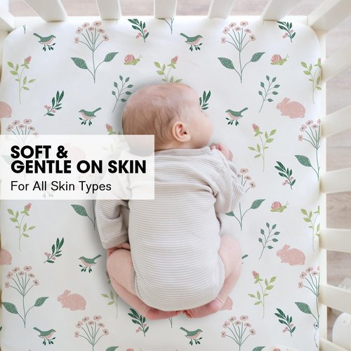 Little Grape Land Crib Sheets - Super Soft 2-Pack Fitted Sheets for Standard Crib & Toddler Mattress (Little Bunny)