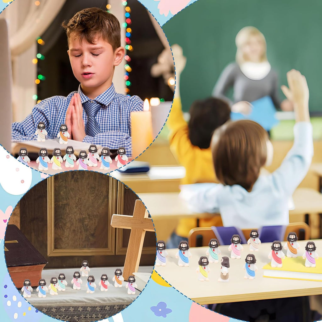 Owurha Pocket Jesus Mini Figures - 100 Pcs Original Design Religious Party Favors | Baptism & Easter Gifts