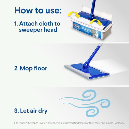 Clorox Disinfecting Wet Mop Pad | Multi-Surface Floor Wipes - 24 Disposable Refills Per Pack, Rain Clean