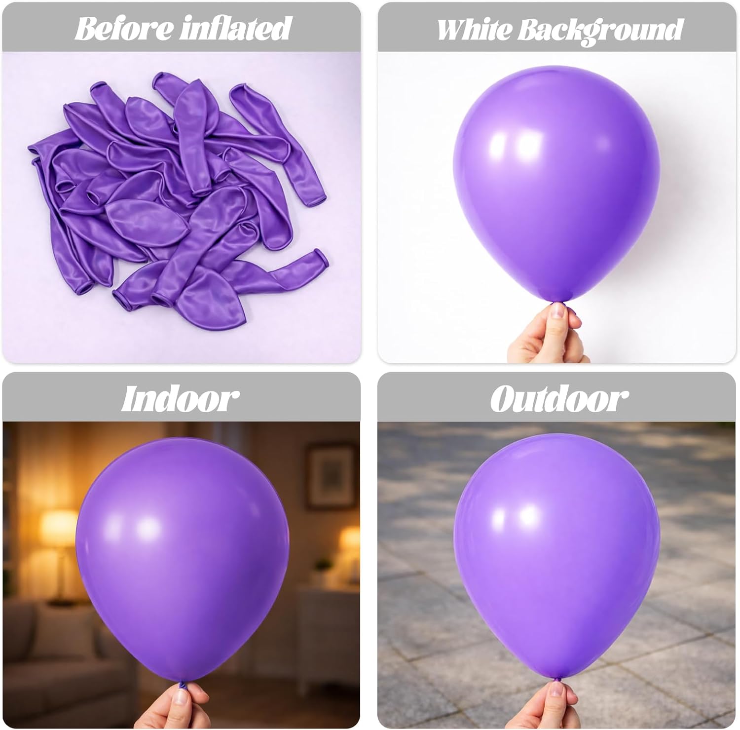 Voircoloria 130-Piece Purple Latex Balloon Set - Various Sizes for Birthday, Baby Shower & Wedding Decor