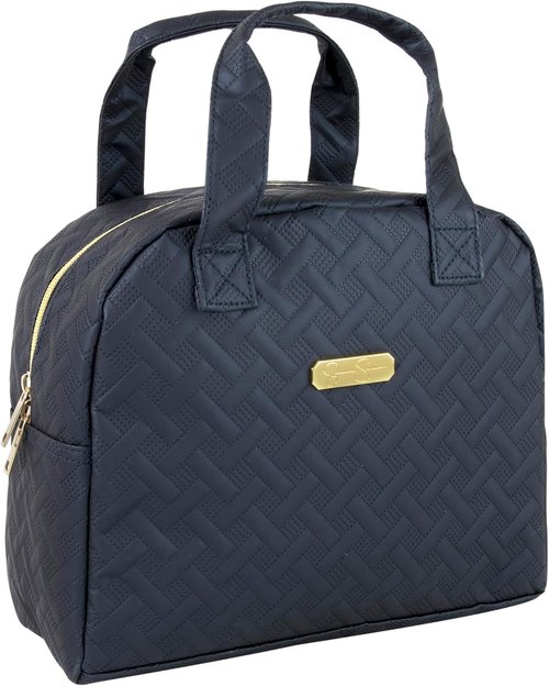 Jessica Simpson Women’s Insulated Lunch Bag for Work with Pockets, Straps | Reusable Cooler Lunch Bags for Women (Noteworthy Navy), 2308/2369, Large
